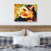 Yorkshire Terriër Hond Waterverf Kunstportret Canvas Afdruk (Insitu (Slaapkamer))