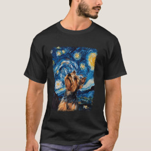 Yorkshire Terrier Hond Yorkie Sterrennacht Schilde T-shirt