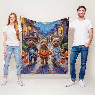 Yorkshire Terrier Honden in Halloween Kostuums Fleece Deken