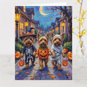 Yorkshire Terrier Honden in Halloween Kostuums Kaart