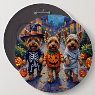 Yorkshire Terrier Honden in Halloween Kostuums Ronde Button 6,0 Cm