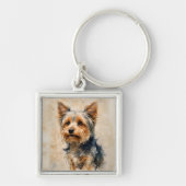 Yorkshire Terrier Honden Kunst Sleutelhanger (Voorkant)