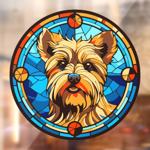 Yorkshire Terrier Hondenras Faux Glas in lood Raamsticker