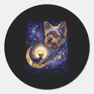 Yorkshire terrier huilend naar de maan meme 90s ronde sticker