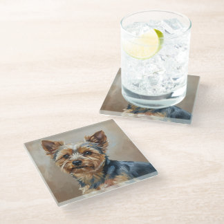 Yorkshire Terrier Impressionist Art Coaster Glazen Onderzetter