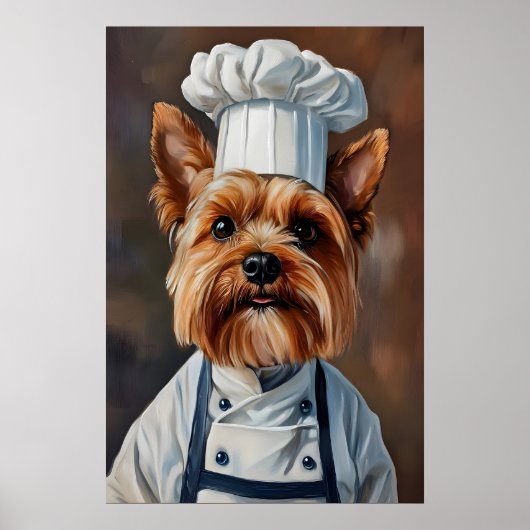 Yorkshire Terrier In Chefs Hat Poster, Pet Poster (Devant)