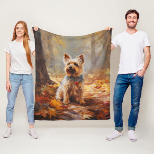 Yorkshire Terrier in de herfst laat Herfst inspire Fleece Deken