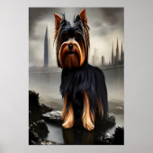 Yorkshire Terrier in de stad | AI Art Poster (Voorkant)