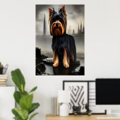 Yorkshire Terrier in de stad | AI Art Poster (Thuiskantoor)