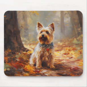 Yorkshire Terrier in herfstbladeren val inspireert Muismat
