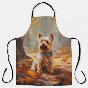 Yorkshire Terrier in herfstbladeren val inspireert Schort