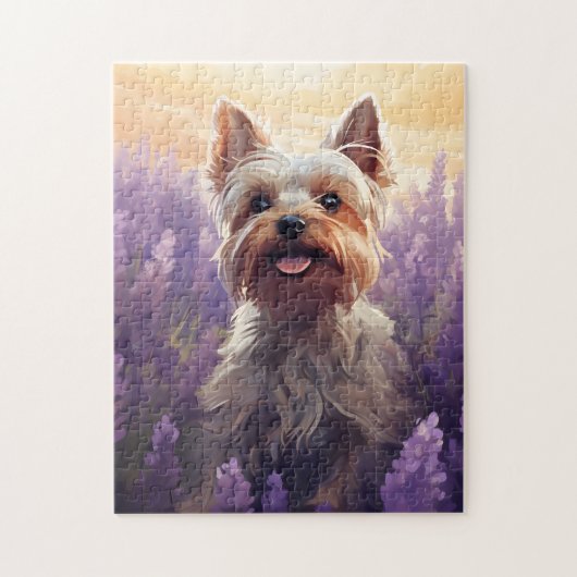 Yorkshire Terrier in Lavender veld Legpuzzel (Verticaal)