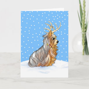 Yorkshire Terrier-Kaart voor kerstreïnes Feestdagen Kaart