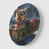 Yorkshire Terrier Kerst Feestelijke Periode Grote Klok (Hoek)