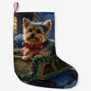 Yorkshire Terrier Kerst Feestelijke Periode Kleine Kerstsok