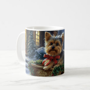 Yorkshire Terrier Kerst Feestelijke Periode Koffiemok