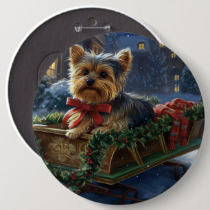 Yorkshire Terrier Kerst Feestseizoen Ronde Button 6,0 Cm