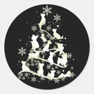 Yorkshire Terrier-kerstboom Dog Happy Xmas Ronde Sticker
