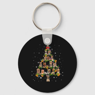 Yorkshire Terrier Kerstboom Kerstman Grappige Hond Sleutelhanger