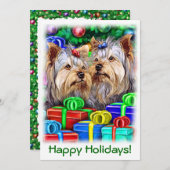 Yorkshire Terrier-kerstcadeaus Kaart (Voorkant / Achterkant)