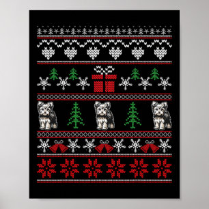 Yorkshire Terrier Kerstfamilie Lelijke Kerst Poster
