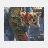 Yorkshire Terrier Kerstfeest Seizoen Fleece Deken (Voorkant (Horizontaal))