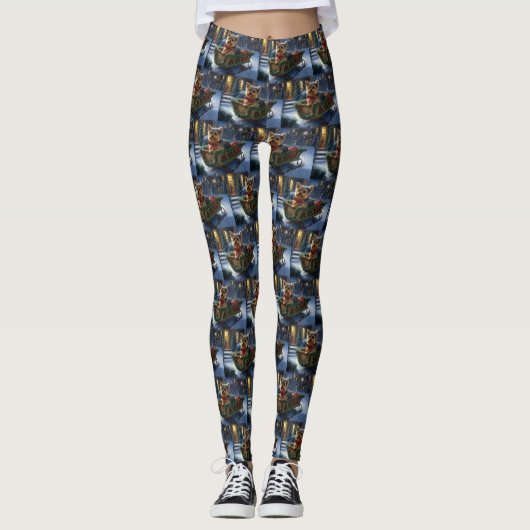 Yorkshire Terrier Kerstfeest Seizoen Leggings (Voorkant)
