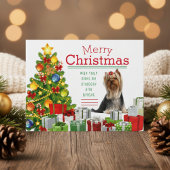 Yorkshire Terrier-kerstgroet Feestdagenkaart