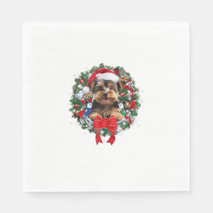 Yorkshire Terrier Kerstkrans Decoratie Kerstmis Servet