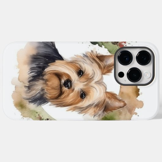 Yorkshire Terrier Kerstkrans feestelijke pup Case-Mate iPhone Case (Achterkant (horizontaal))