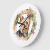 Yorkshire Terrier Kerstkrans Feestelijke Pup Grote Klok (Hoek)