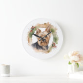 Yorkshire Terrier Kerstkrans Feestelijke Pup Grote Klok (Huis)