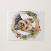 Yorkshire Terrier Kerstkrans feestelijke pup Legpuzzel (Horizontaal)