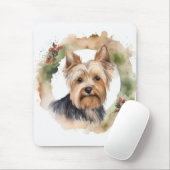 Yorkshire Terrier Kerstkrans feestelijke pup Muismat (Met muis)