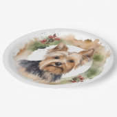Yorkshire Terrier Kerstkrans feestelijke pup Papieren Bordje (Gekanteld)