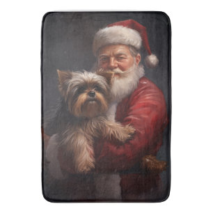 Yorkshire Terrier Kerstman Festive Kerstmis Badmat