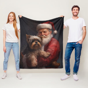 Yorkshire Terrier Kerstman Festive Kerstmis Fleece Deken