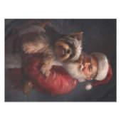 Yorkshire Terrier Kerstman Festive Kerstmis Tafelkleed (Voorkant (Horizontaal))