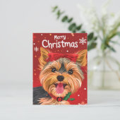 Yorkshire Terrier Kerstmis Briefkaart (Staand voorkant)