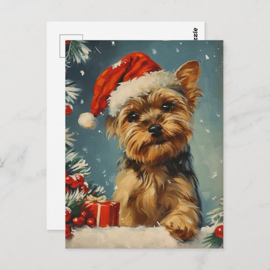 Yorkshire Terrier Kerstmis Briefkaart (Voorkant / Achterkant)