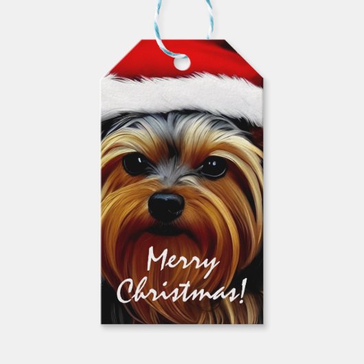 Yorkshire Terrier Kerstmis Cadeaulabel (Voorkant)