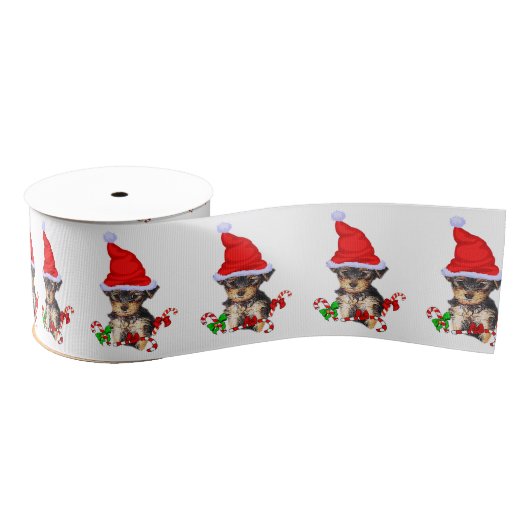 Yorkshire Terrier Kerstmis Grosgrain Lint (Spoel)