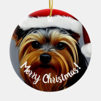 Yorkshire Terrier Kerstmis Keramisch Ornament