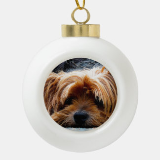Yorkshire Terrier Kerstmis Keramische Bal Ornament