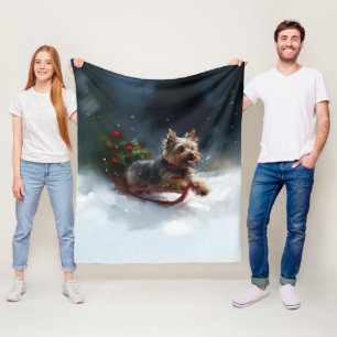 Yorkshire Terrier Kerstmis sneeuw winter Fleece Deken