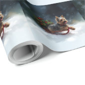 Yorkshire Terrier Kerstsneeuw winter Cadeaupapier (Rol Hoek)