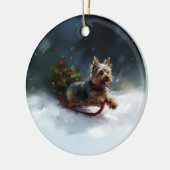 Yorkshire Terrier Kerstsneeuw winter Keramisch Ornament (Links)