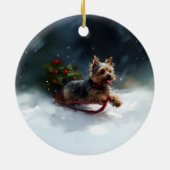 Yorkshire Terrier Kerstsneeuw winter Keramisch Ornament (Achterkant)