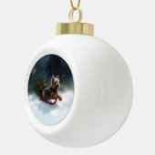 Yorkshire Terrier Kerstsneeuw winter Keramische Bal Ornament (Rechts)