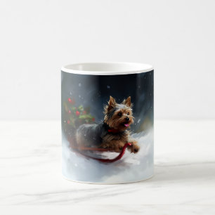 Yorkshire Terrier Kerstsneeuw winter Koffiemok